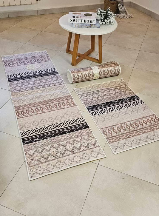 tapis de cuisine 3 pieces 3D         Dimension :
La grande pièce :160/50cm
Les deux pièce :80/50cm